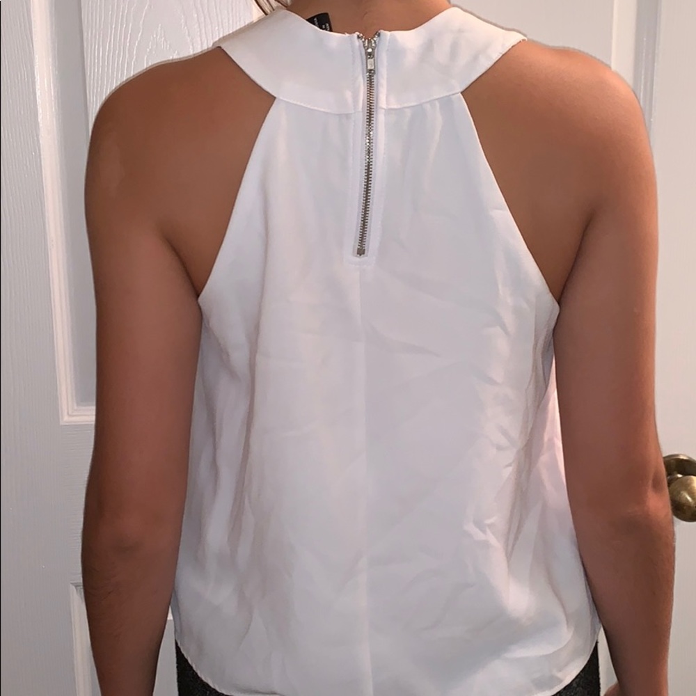 Forever 21 White blouse with detail zipper